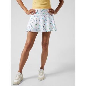 Athleta Women's White Print Ace Tennis Skort Stripe Sz Small